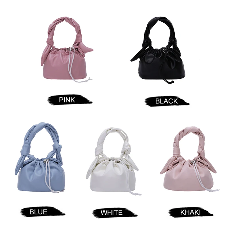 YOUSE Fashion Cloud Texture Pleated Shoulder Bucket Bag For 2021 Women Casual PU Leather Women Drawstring Crossbody Handbags