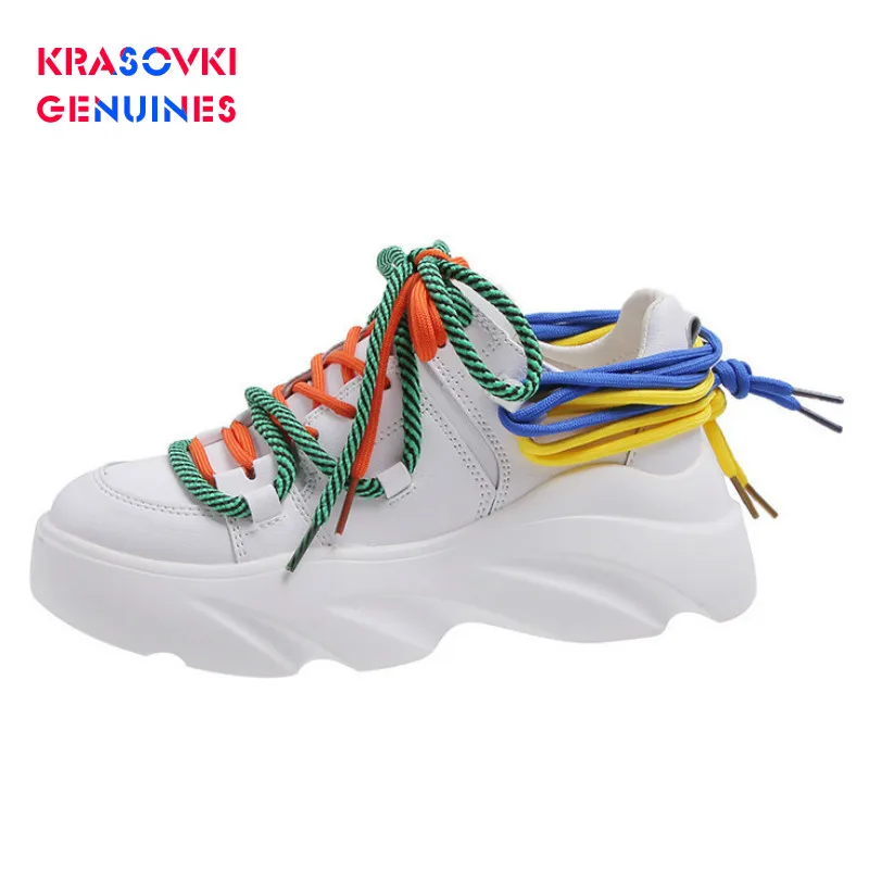 Krasovki/женские кроссовки из натуральной кожи сезон весна осень модная дышащая