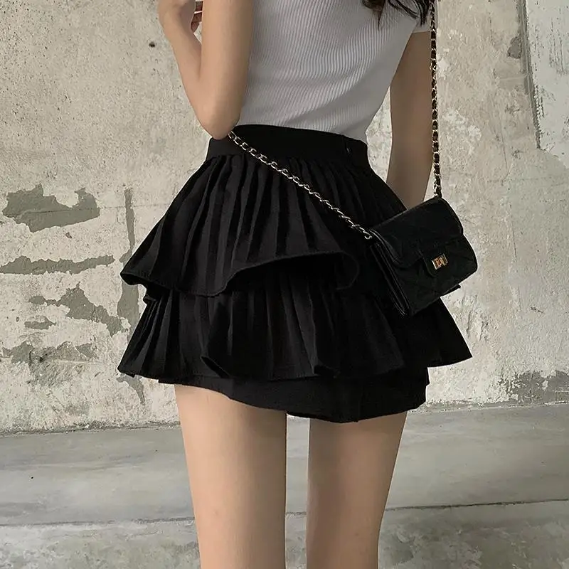 

Women Summer Skirts White Retro Double-Layer Pleated Cake Mini Tenis Skirt Shorts Clothes Spodnica Skorts Saia Plissada Ete 2021