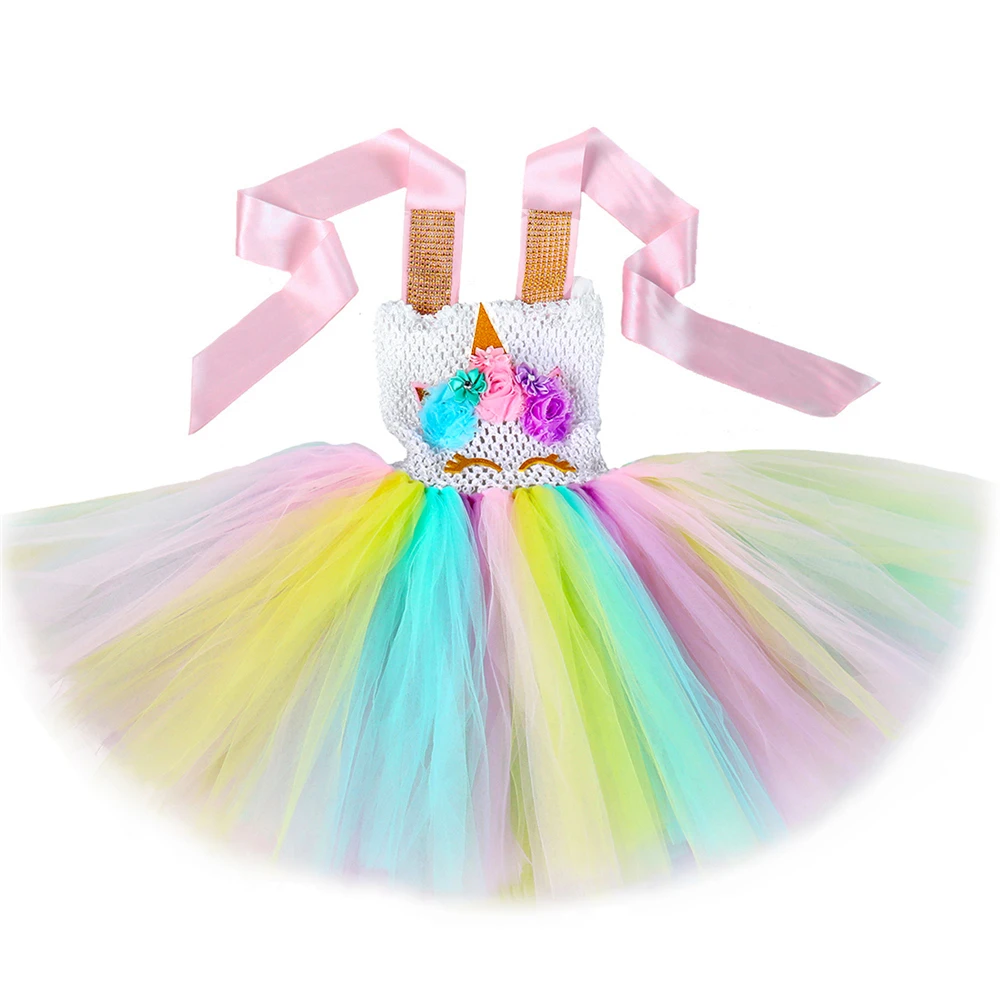 Pastel Unicorn Costumes for Girls Princess Tutu Dresses Kids Birthday Dress Up Clothes Children Halloween Christmas Costume |