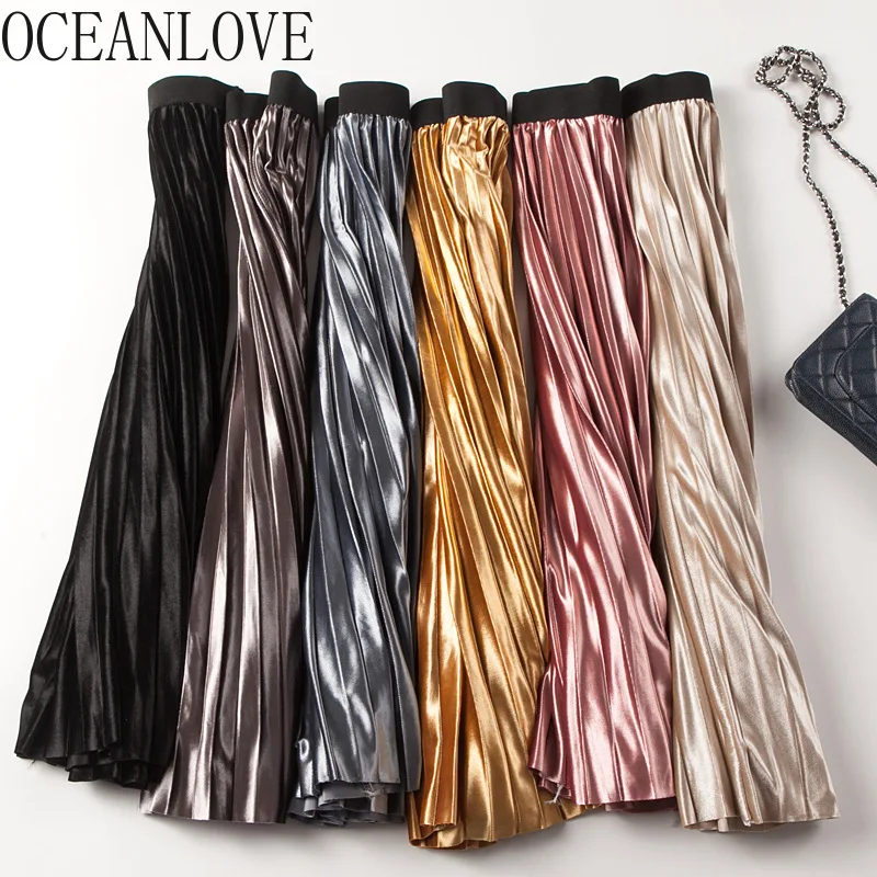 Осенне зимняя велюровая юбка с высокой талией длинные плиссированные юбки в