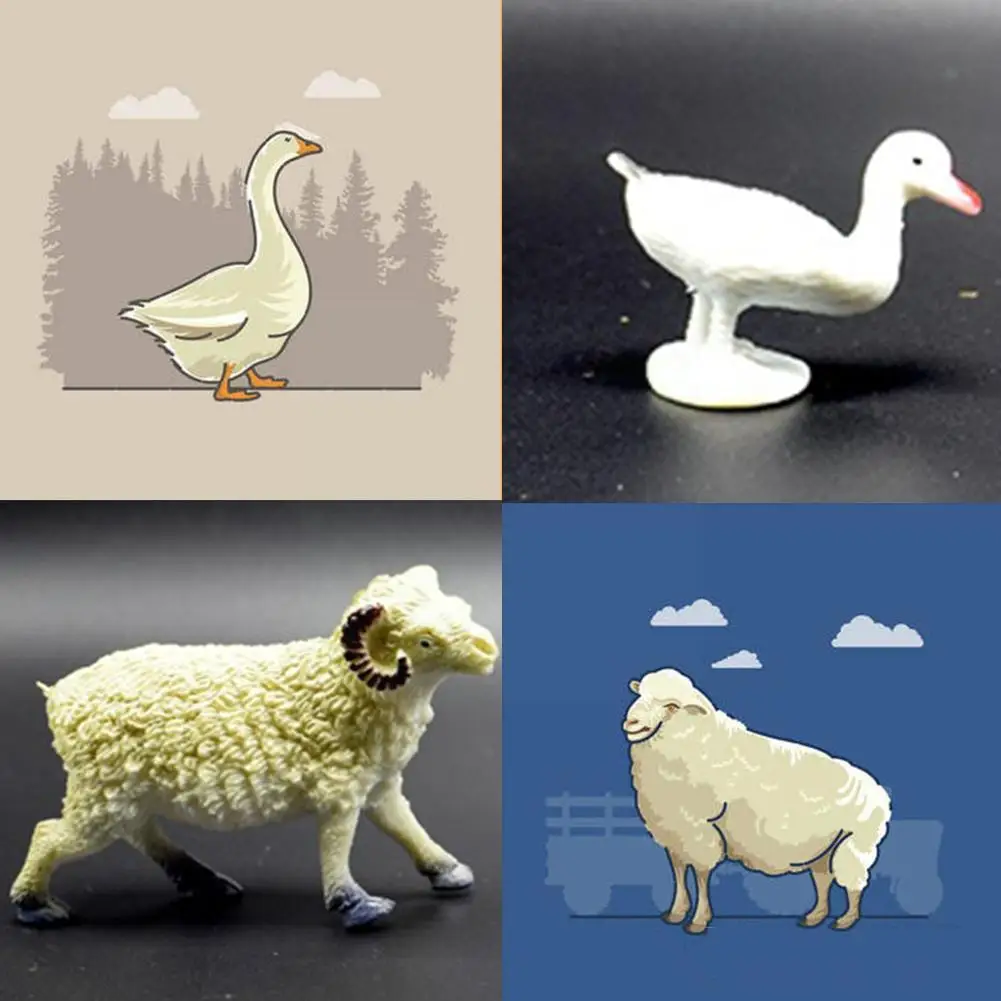 

14Pcs PVC Farm Animal Model Toys Simulation Horse Sheep Figure Set Duck Chicken Goose Toy R5R3