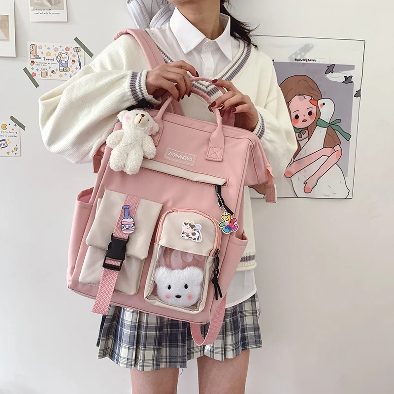 

Waterproof Nylon School Bags for Teenage Girls School Laptop Backpacks Women Travel Shoulder Bag Student Bookbag Female Rucksack