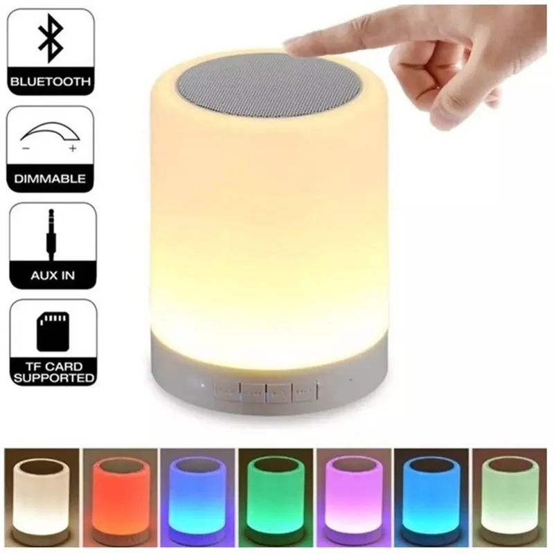 

Creative Portable LED Night Lights with Smart Wireless Bluetooth Speaker Touch Sensor Light Colors Changeable Bedside Music Lamp