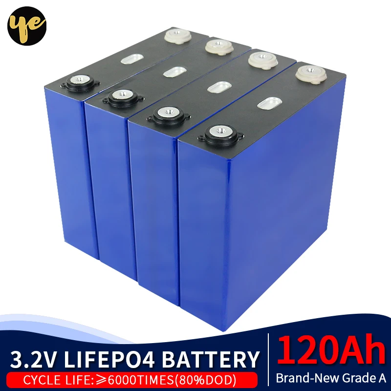 

16PCS 3.2V 120Ah LiFePO4 Cells Battery Bulk Voltage IR Matched Brand New lithium iron Phosphate For Solar System Energy Storage