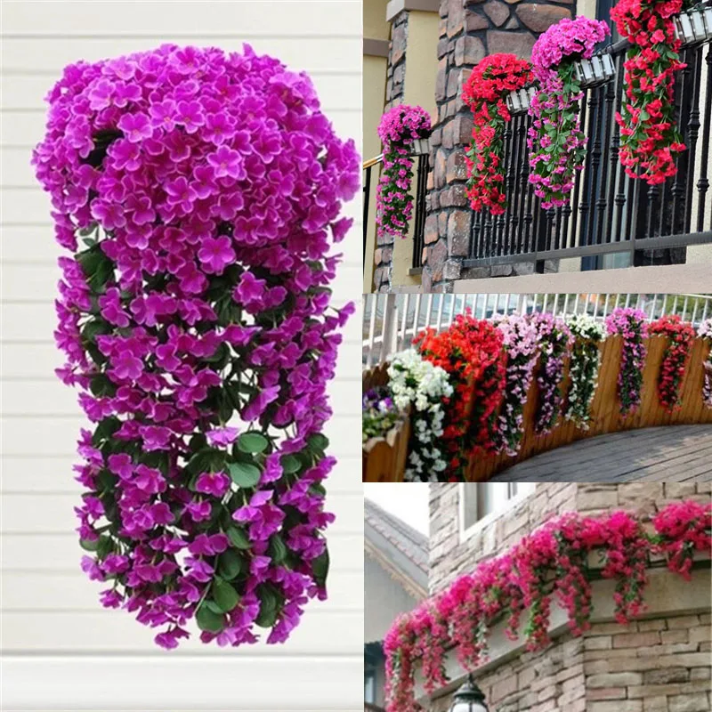 

5 Petals Orchid Violet Artificial Flower Party Decoration Simulation Fake Flower Wedding Christmas Garden Wall Hanging Basket