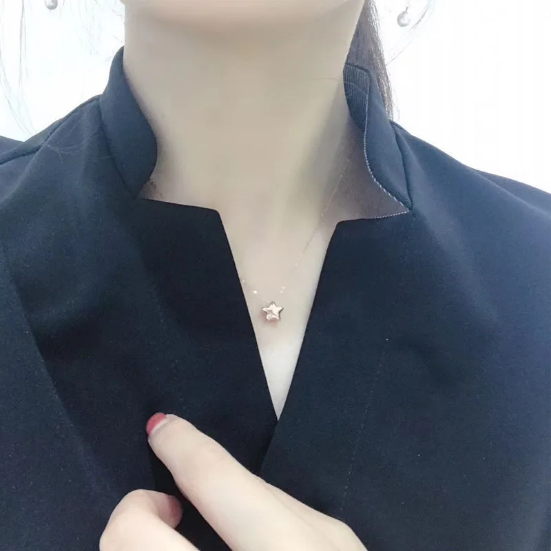 

CHUHAN Real 18K Gold Star Clavicle Chain 4D 18k Hard Gold Inlaid Diamond Pendant Necklace Fashion OL Lovers Gift High Jewelry