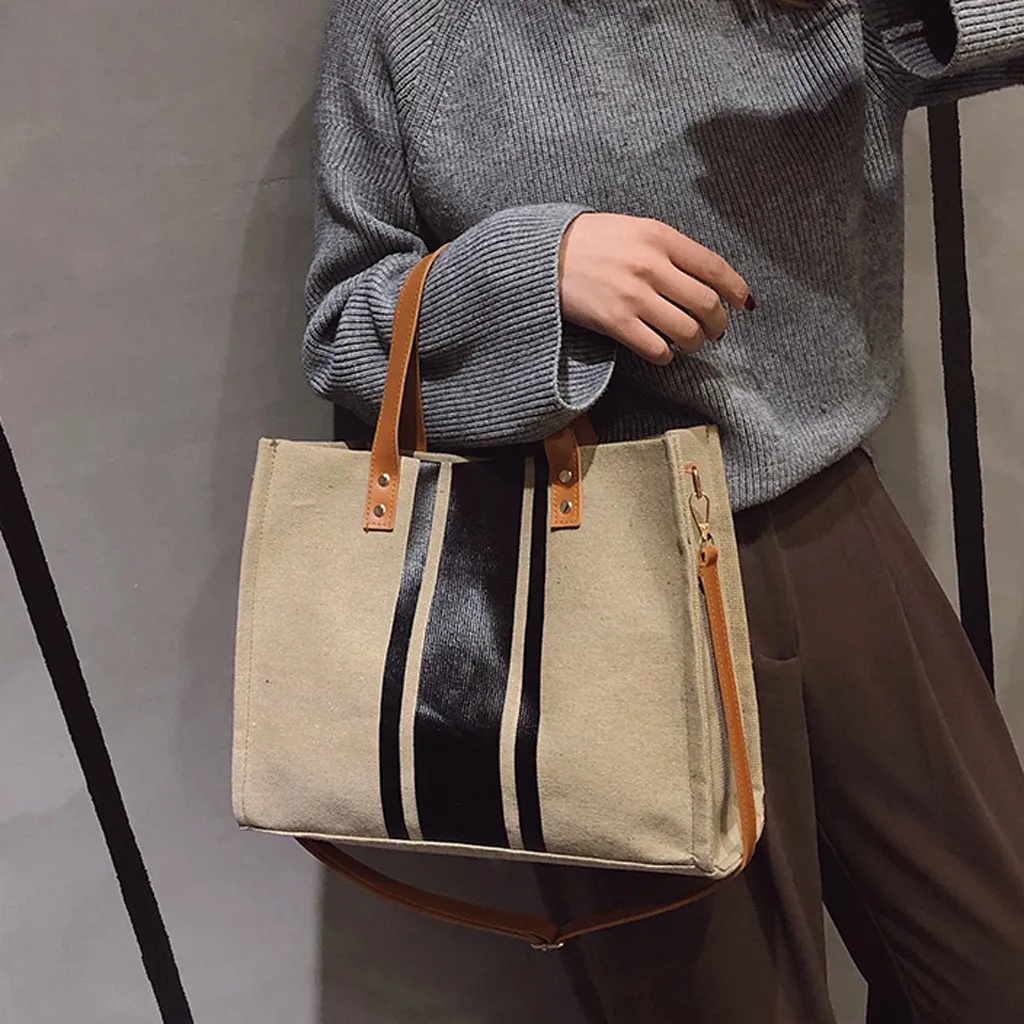 

Fashion Girls Canvas Color Matching Retro Wild Shoulder Bag Bag