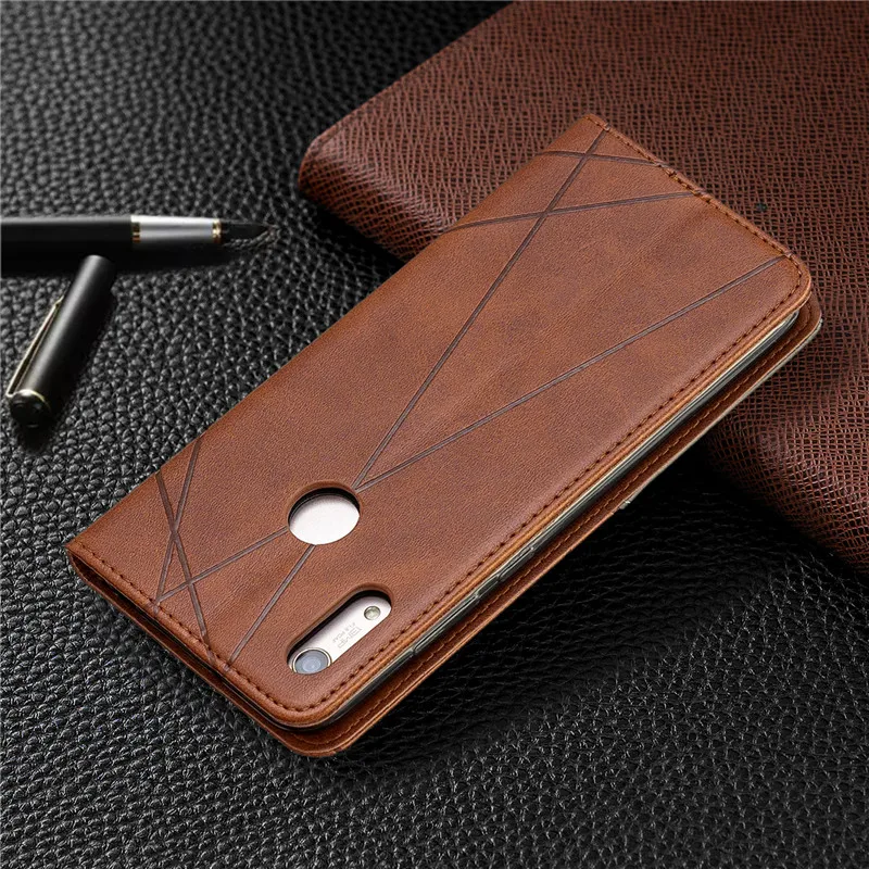 Huawei Y6 Case Magnetic Leather Slim Case na for Huawei Y6 Y 6 Pro Prime Y6Prime Flip Stand Business Phone Cover