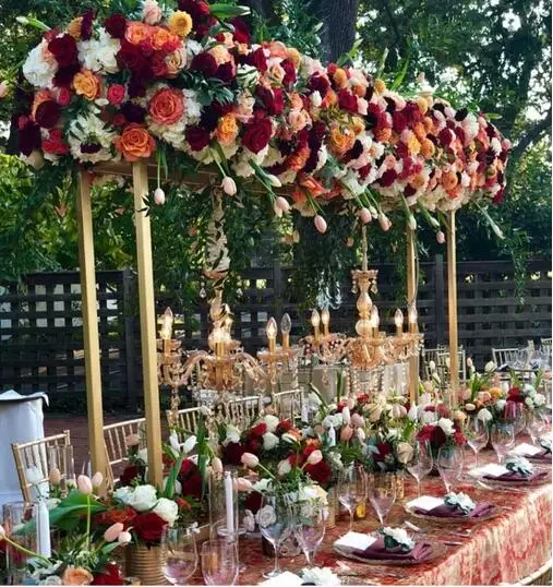 Marco de metal rectangular, soporte de flores para boda, centro de mesa, decoraci&oacute;n de boda-1