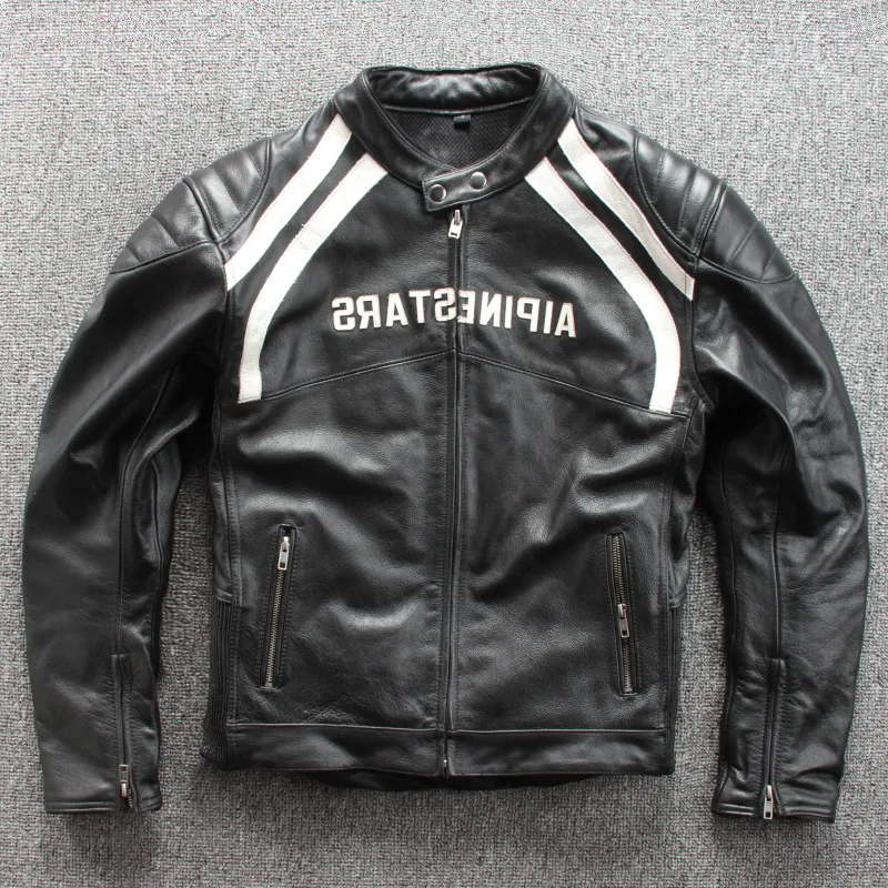 

genuine leather Men's jacket racing suit motorcycle suit top layer cowhide jacket motorcycle jacket