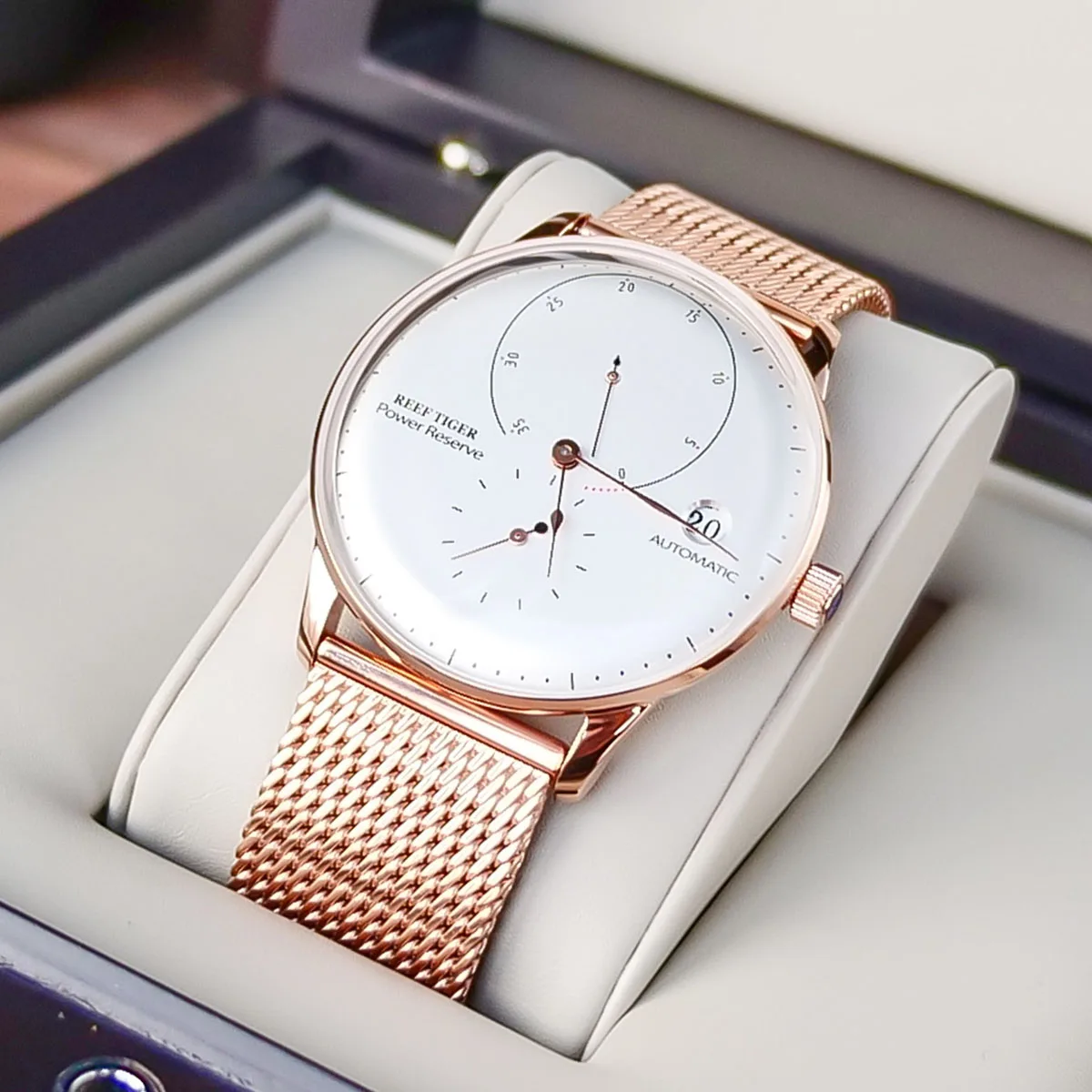Риф Тигр/RT Топ Бренд роскошные часы для мужчин розовое золото повседневные и