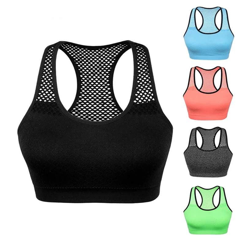 

Reathable Yoga Gym Top Quick Dry Women Sports Bra Top Seamless Running Workout Crop Top Hollow Out Yoga Shirt Tank Top