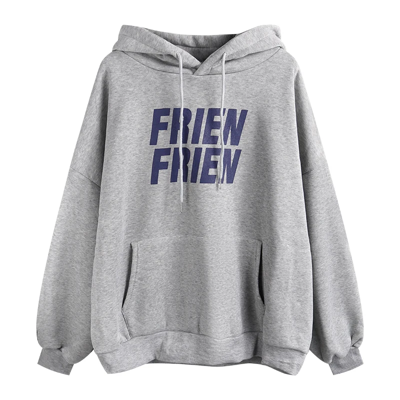 

Женская толстовка с длинным рукавом, Свободная Повседневная Толстовка средней длины на молнии с капюшоном и надписью, большие размеры, осен...