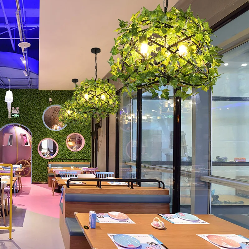 Подвесной светильник в виде растений и птиц диаметр 40 см промышленная креативная