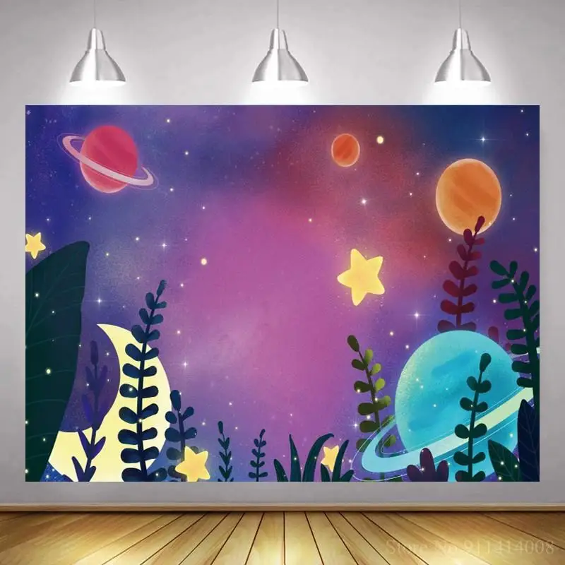

Universe Planets Stars Painting Newborn Baby Shower Backdrop Photography Moon Night Room Decoration Photo Backgrounds