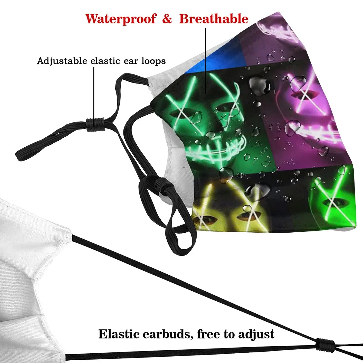 

Halloween Ghost Masks Dust Mask with PM2.5 Activated Carbon Filter for Adult Mouth-muffle Face Reusable