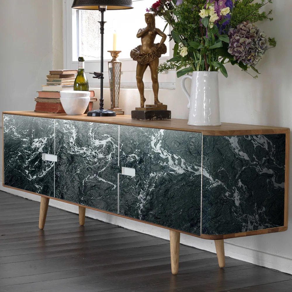 

Marbled cabinet stickers Waterproof and oil proof old furniture desktop renovation sticker PVC film Self-adhesive wallpaper