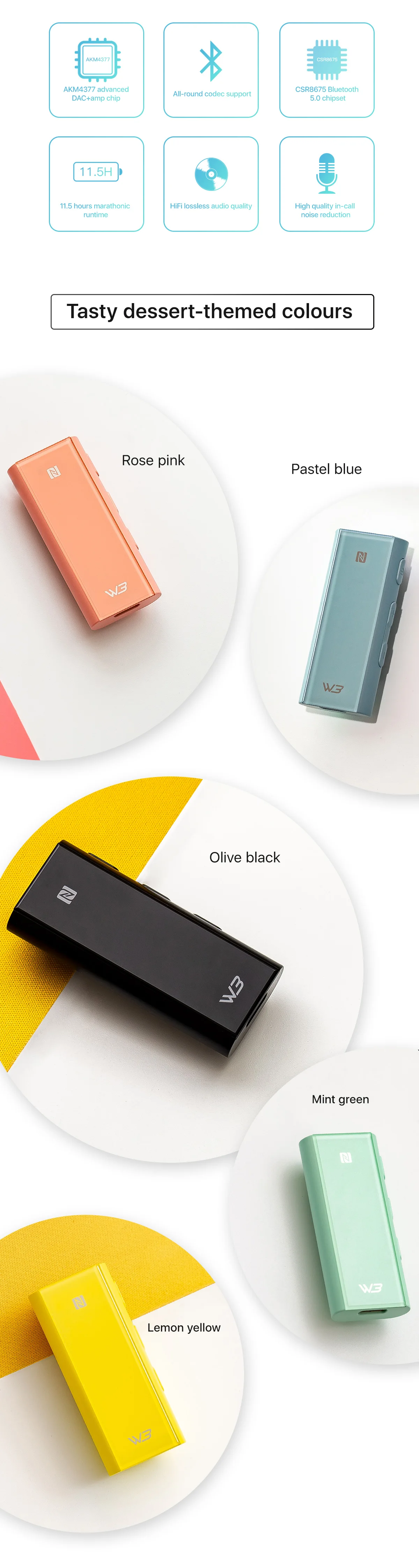 HiBy W3 USB DAC 3,5 мм Портативный беспроводной Bluetooth усилитель для наушников приемник AK4377 UAT APTX HD LDAC шумоподавление