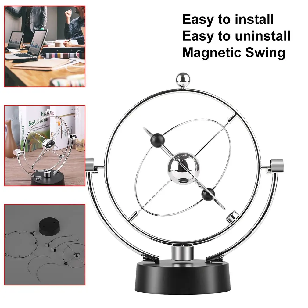 

New 2021 Magnetic Swing Kinetic Orbital Craft Desk Decoration Perpetual Balance Celestial Globe Newton Pendulum Home Ornaments