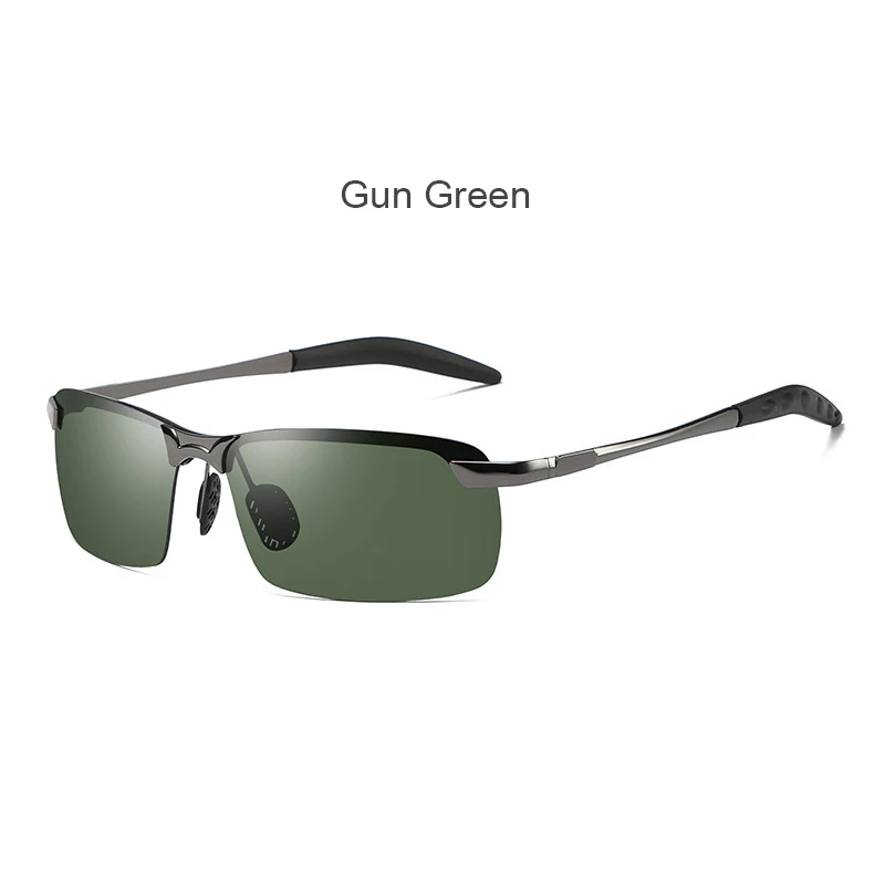 C11 gun green Поляризованные фотохромные солнцезащитные очки для мужчин, для вождения, прямоугольные, хамелеон, меняющие цвет, солнцезащитные очки, день, ночное видение, антибликовые очки - Цвет линз: C11 gun green