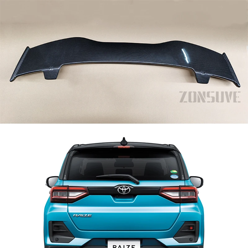 

Используется для Toyota Raize 2020 2021 спойлер из АБС-пластика углеродного волокна внешний вид хэтчбека крыши заднего крыла корпуса комплект аксесс...