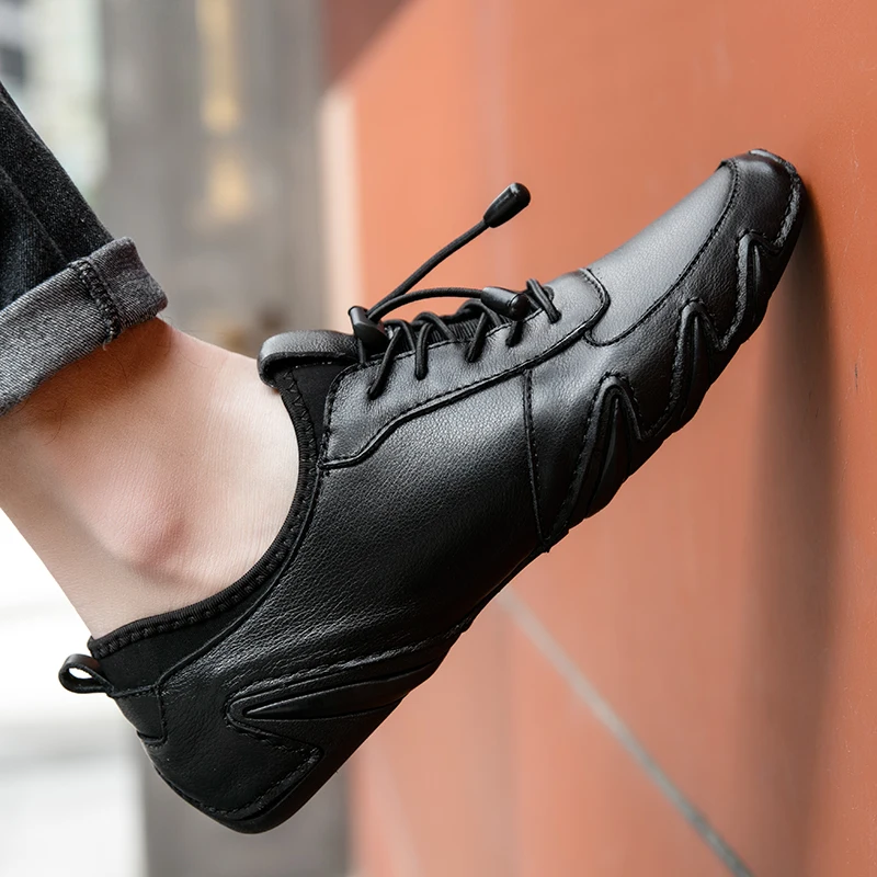 

Fashion loafers men Genuine Leather Casual shoes Men's Slip On Boat Shoes For Men Brand Designer Moccasins Chaussure Homme