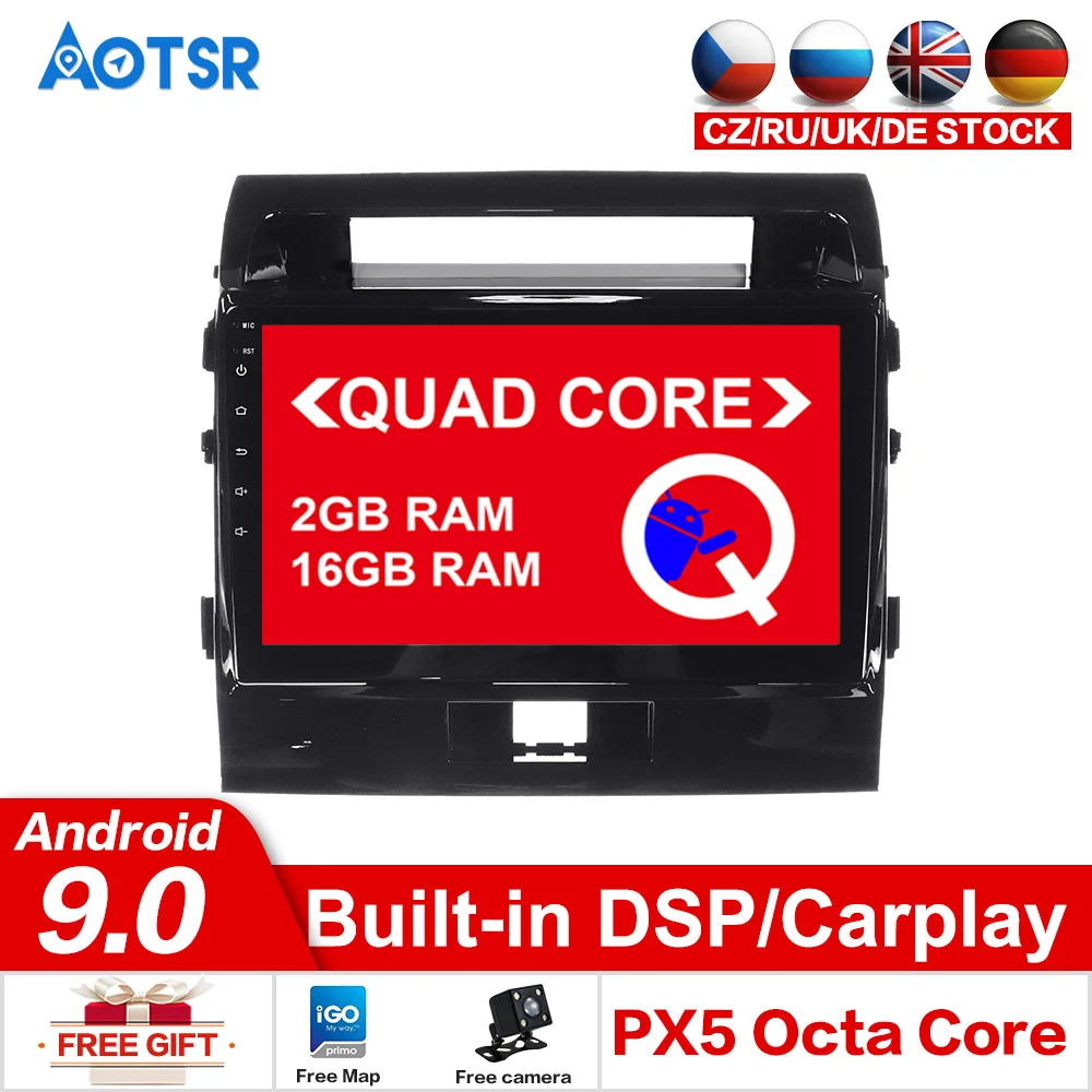 Автомобильный GPS-трекер AOTSR Android 10 0 16 ГБ для Toyota Land Cruiser 200 2008-2015 2 Din мультимедийный