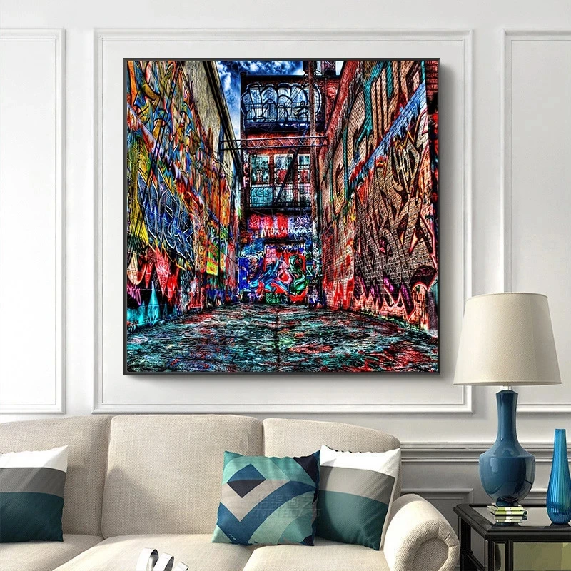 

Modern Art Colorful Graffiti Wall Street Art Canvas Painting Poster and Prints Wall Art Pictures for Living Room Decor Unframed