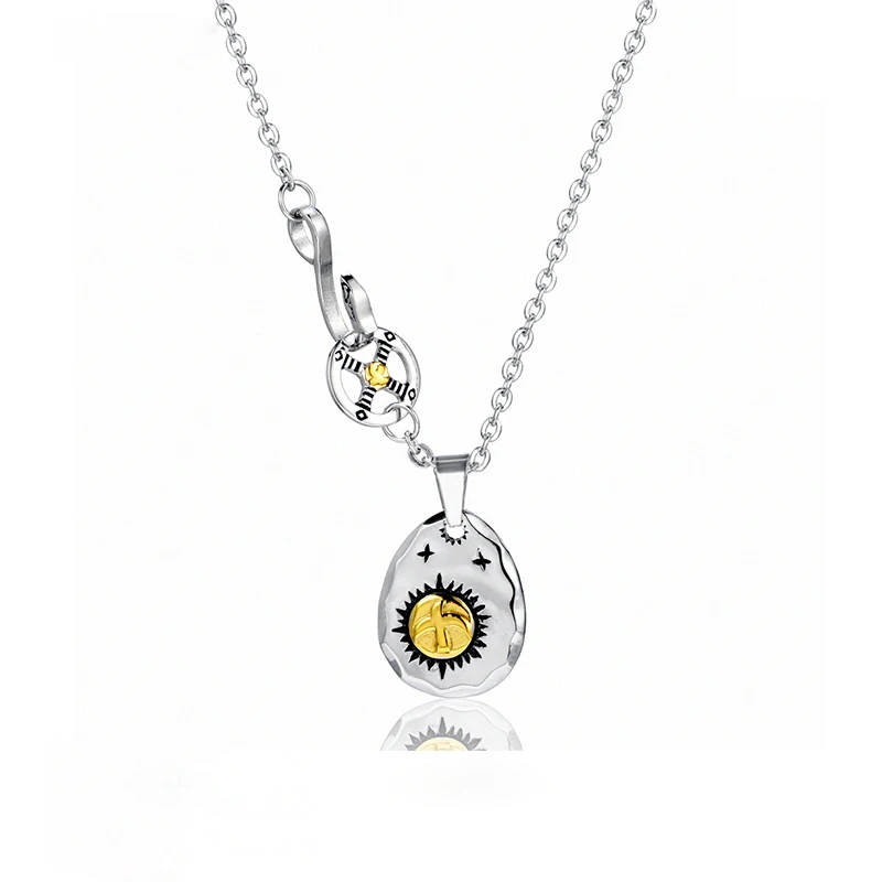 

New Irregular Flying Eagle Silver Cake Hip Hop Necklace Men And Women Hiphop Light Luxury Niche Fashion Jewelry Accessories