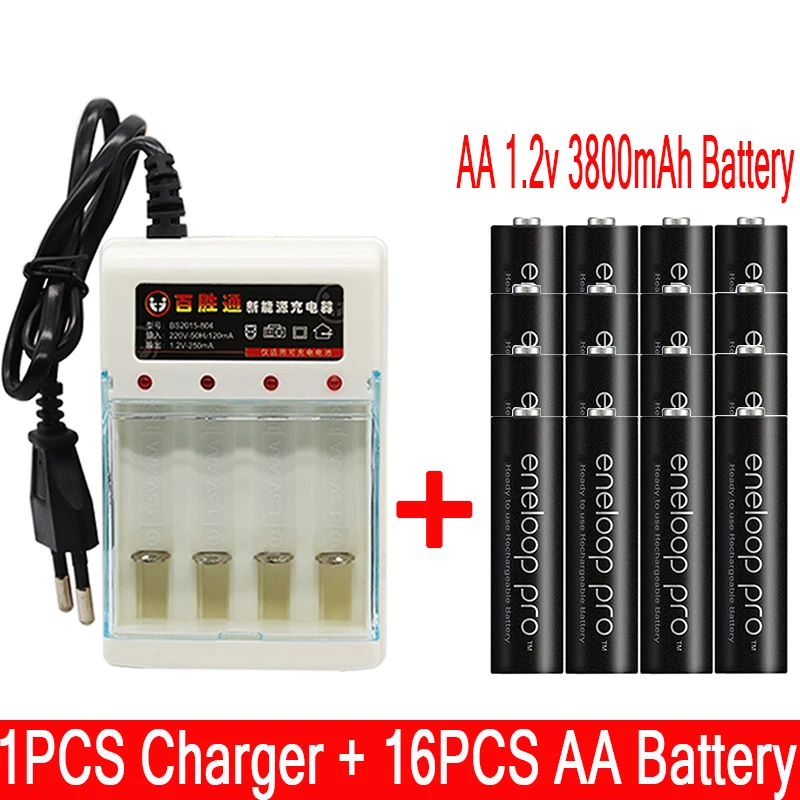 26.38 AA батарея основная батарея Pro AA 3800 MAH 1,2 V Ni-MH камера игрушка Подогрев перезаряжаемая батарея+ зарядное устройство - Цвет: 26.38