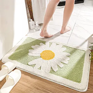 small daisy flower home thicken flocked bathroom door mat absorbent non slip bedroom floor rug free global shipping