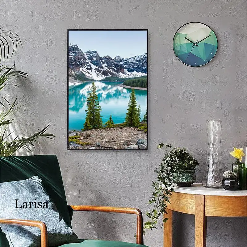 

Blue Lake Forest Stone Mountain Canvas Poster Nature Landscape Picture Canvas Painting Wall Art Print Picture Home Decoation