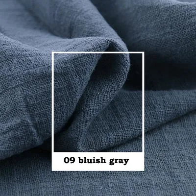 09 bluish gray Художественный Ретро Slub креп хлопок/лен белый желтый оранжевый кофе темно серый красный мягкая ткань для ручной работы летнее платье Блузка - Цвет: 09 bluish gray