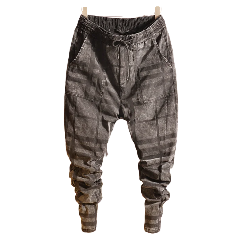 Брюки мужские узкие в полоску модные облегающие приталенные для спортзала