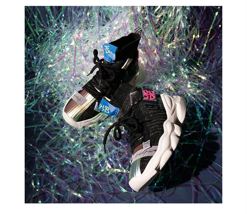 IGU/женские кроссовки; обувь на плоской платформе; tenis feminino; эластичные носки; флуоресцентная обувь с высоким берцем; женская обувь; большие размеры 41, 42
