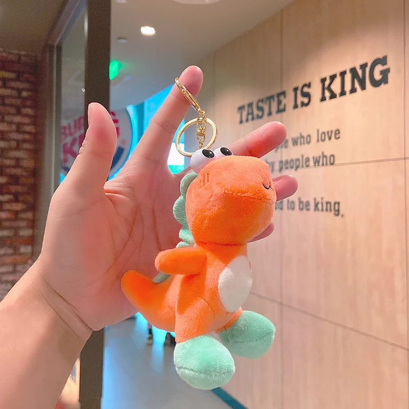 

Stuffed Dinosaur Keychain Cute 12cm Plush Bag Pendant Key Chains Car Keyring Boy Girl Children Small Gift