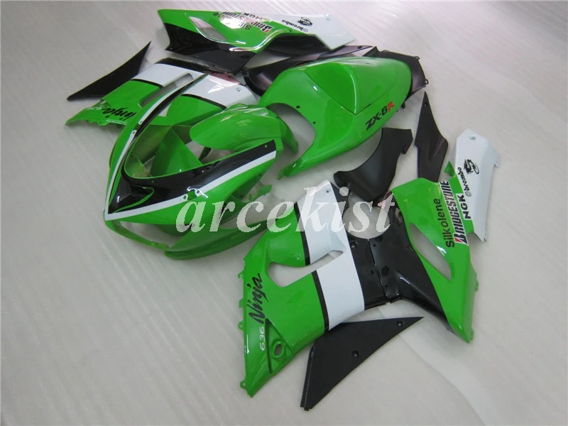 

Новый комплект обтекателей для мотоцикла ABS, подходит для kawasaki Ninja ZX6R 636 2005 05 06 6R, цвет зеленый/белый