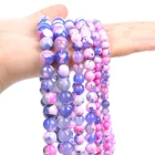 Бусины из натурального камня, гладкие синие и розовые огненные Агаты, круглые свободные бусины-разделители для фотоаксессуаров сделай сам, 6810 мм