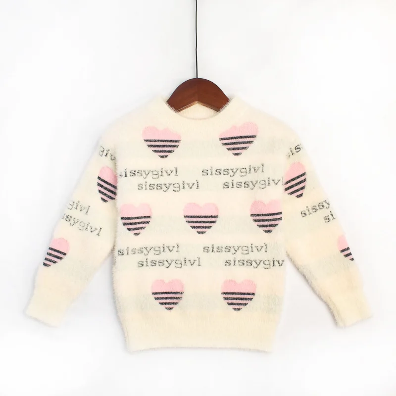

New Arrival Girl Sweater Children Clothing Love Pattern Knitted Sweater Baby Girls Pullover Sweater Knitwear 2-8 Kids
