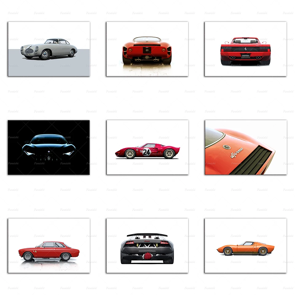 

BMW Ford GT40 Porsche 911 GT3 RS Cars Vintage Poster Modern Wall Art Canvas Painting Hd Print Modular Pictures Home Office Decor