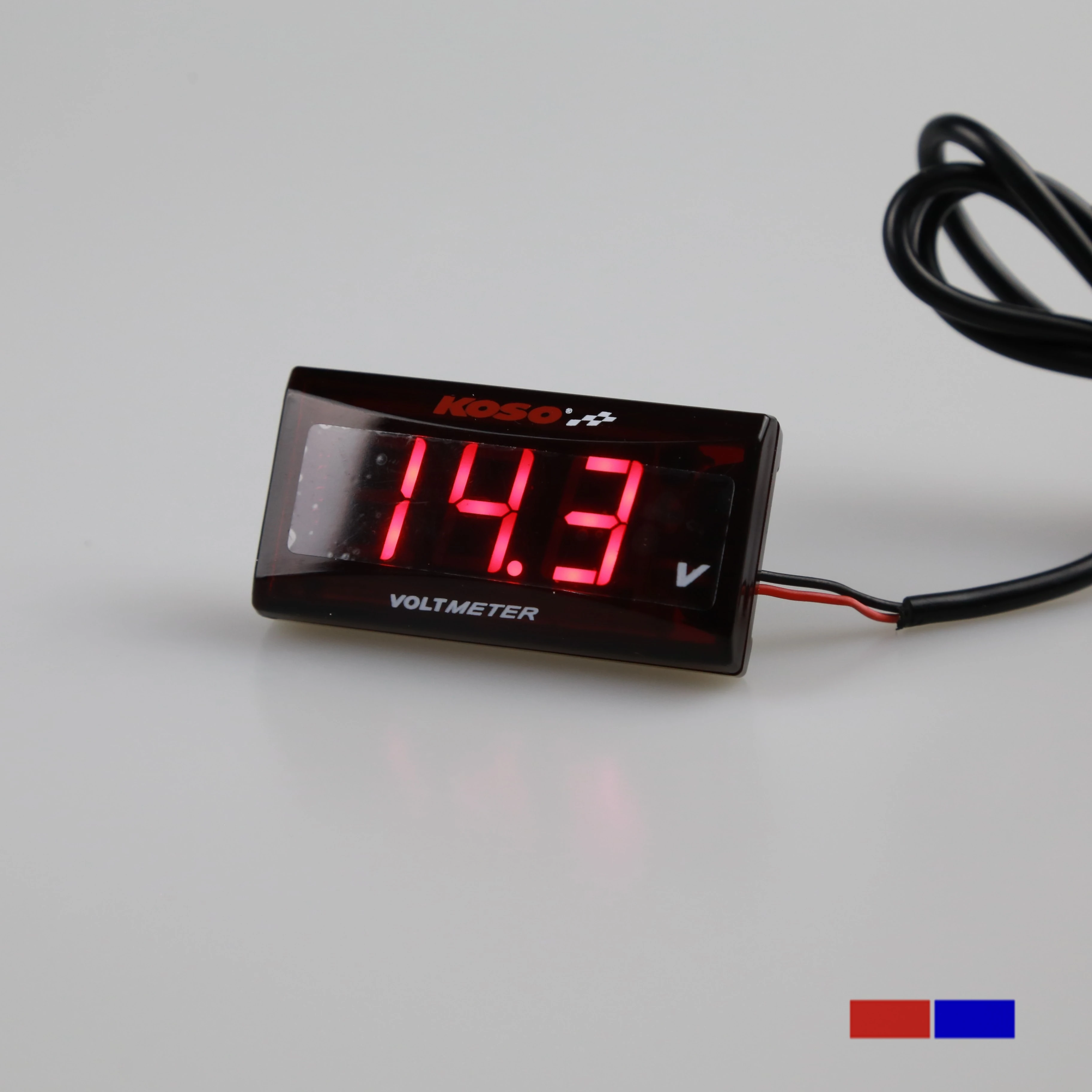 

The New Size KOSO Voltmeter Voltage Meter (LED display) for Scooter Red Blue Green (Only Product)