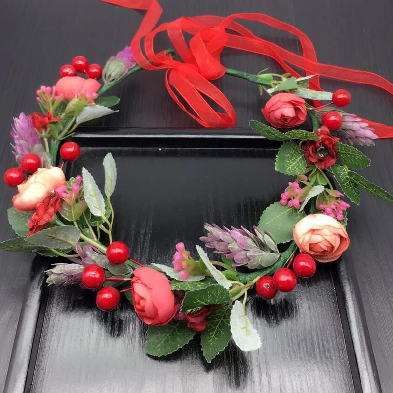 

Real small white Flower Wreath bridal headband headdress ornament Kids children Flower Crown hair accessories adjustable garland