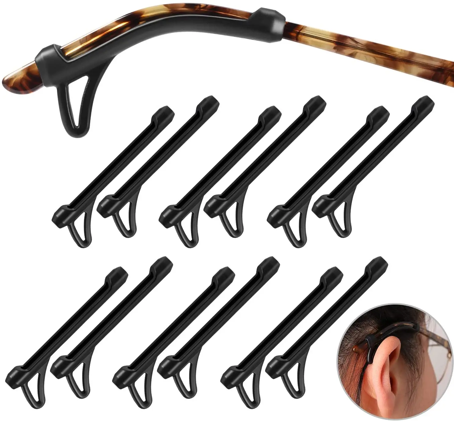 

6pairs Eyeglasses Ear Grips Sleeve-upgrade Anti-slip Eyewear Retainer-sleeve With Hook Design-soft And Comfort Glasses Ear Hooks