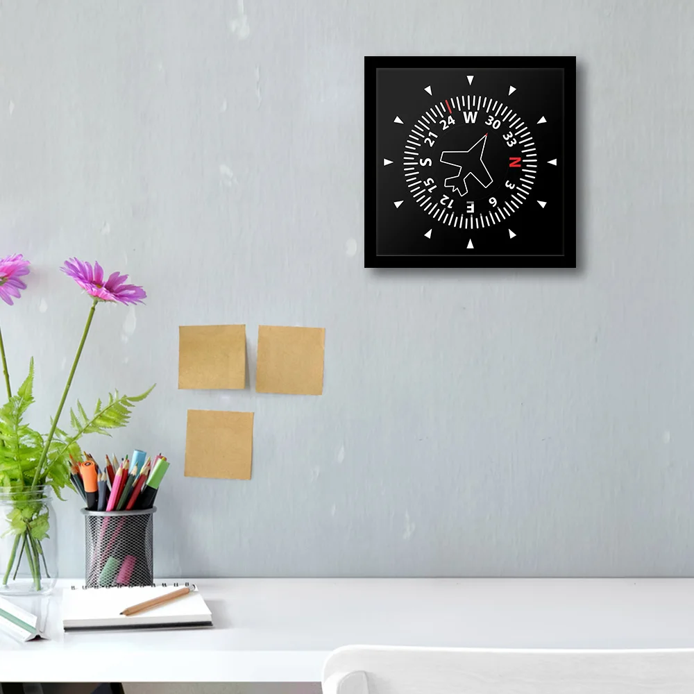 Flight Flying Plane Fighter Jet Aviation Compass Direction Clock Airplane Silent Square Frame Table Aviator Home Decor | Дом и сад