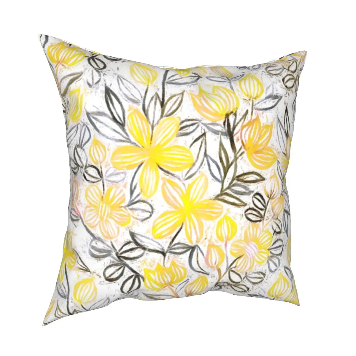 Солнечный желтый Летний чехол для диванной подушки квадратной формы размером 18