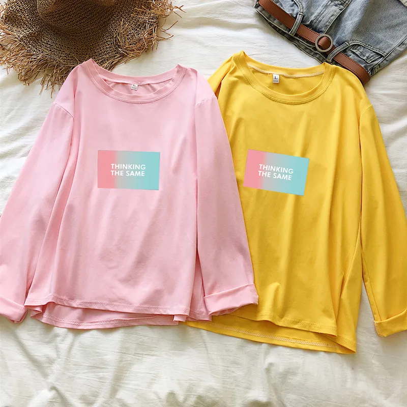 Женская толстовка с буквенным принтом Shellsuning розовый синий пуловер круглым