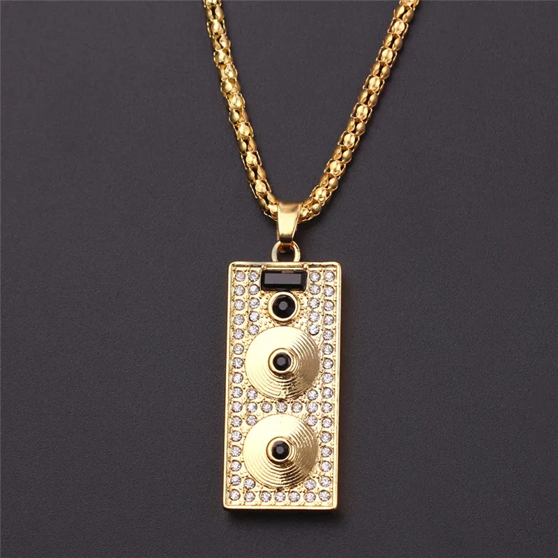 Ожерелье с подвеской в виде аудиоплеера стиле панк ожерелье золотого и