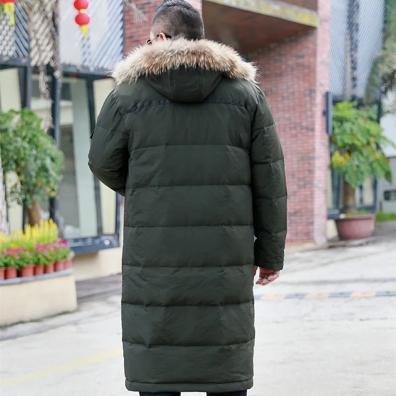 Мужская удлиненная куртка-пуховик больших размеров X-Long с меховым воротником 10XL