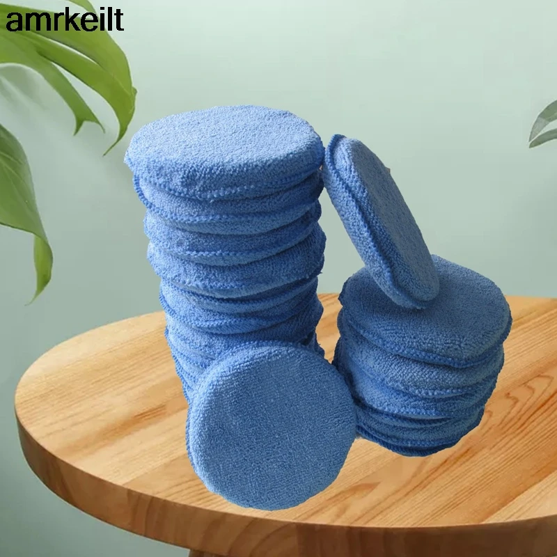 

2021 Hot 12cm Round Soft Microfiber Car Wax Applicator Pad Polishing Sponge for apply and remove wax Auto Care